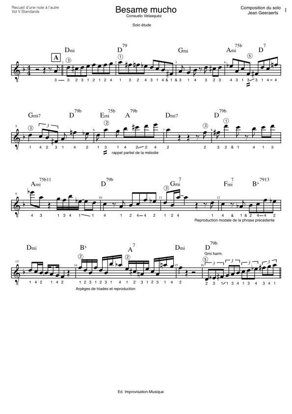Recueil D'une Note à l'autre - Vol5 - Extrait de partition solo Besame mucho