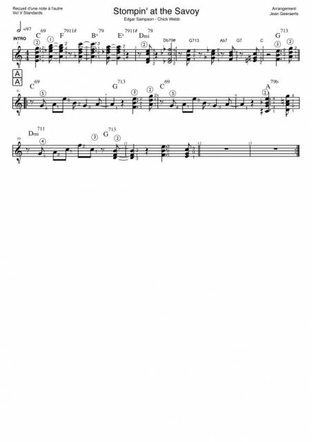 Recueil D'une Note à l'autre - Vol5 - Extrait de partition pour l'arrangement de Stompin' at the Savoy